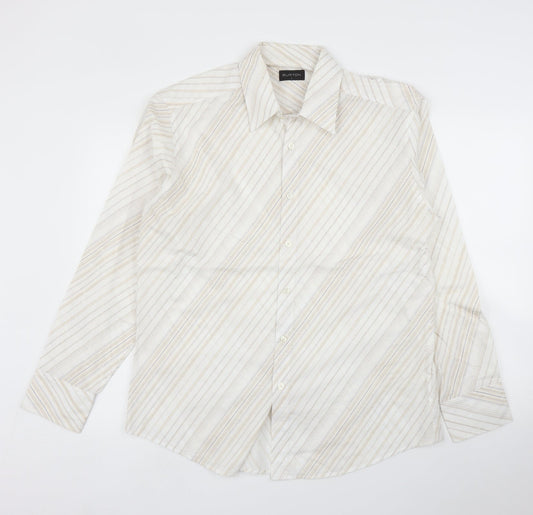 Burton Mens Beige Striped   Button-Up Size L