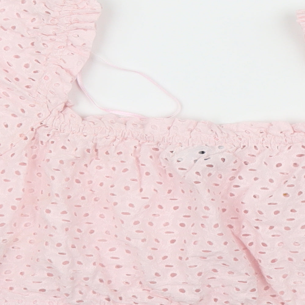 Primark Womens Pink Floral  Cropped Blouse Size L