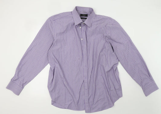 Debenhams Mens Purple Striped   Button-Up Size 18