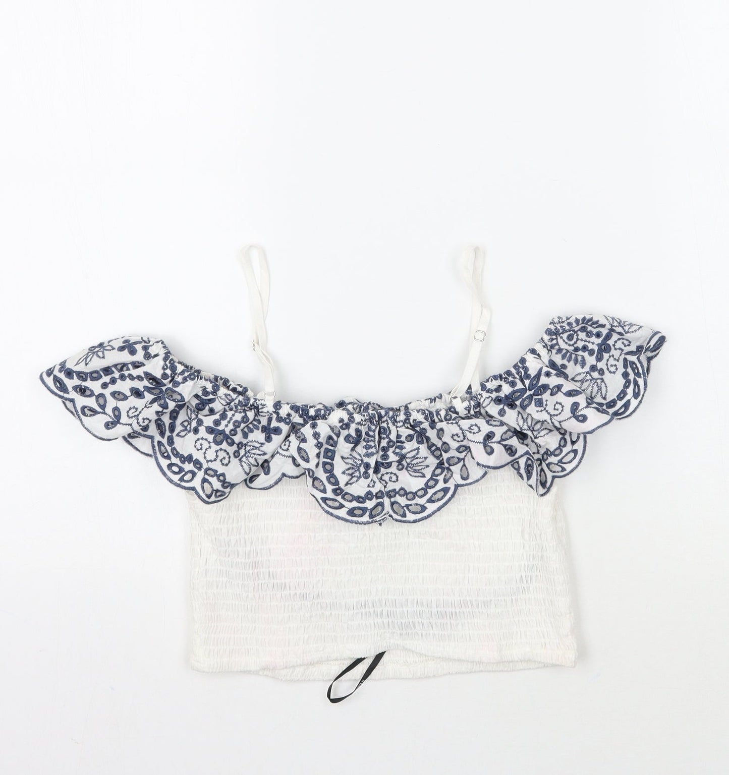 Forever21 Womens White Floral  Cropped T-Shirt Size S