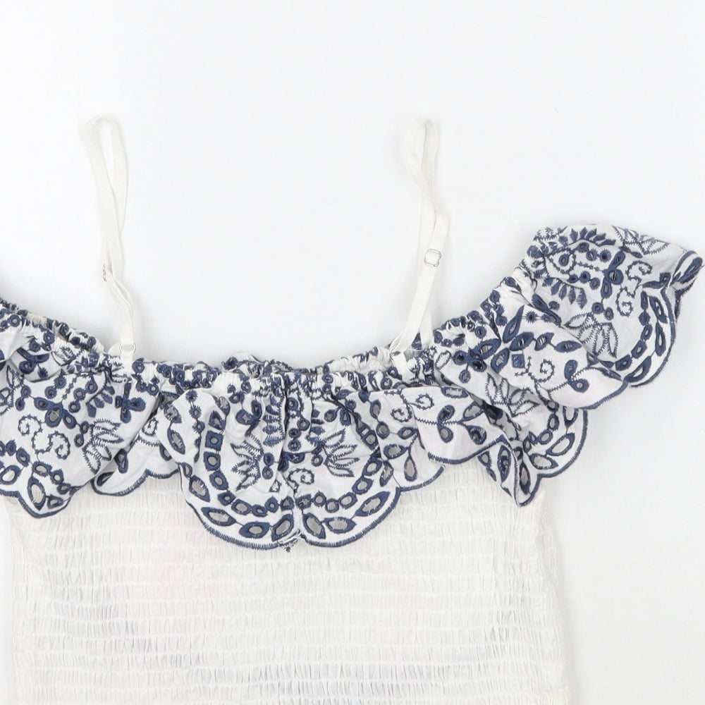 Forever21 Womens White Floral  Cropped T-Shirt Size S