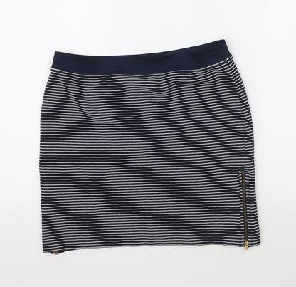 Warehouse Womens Blue Striped Rayon A-Line Skirt Size 14