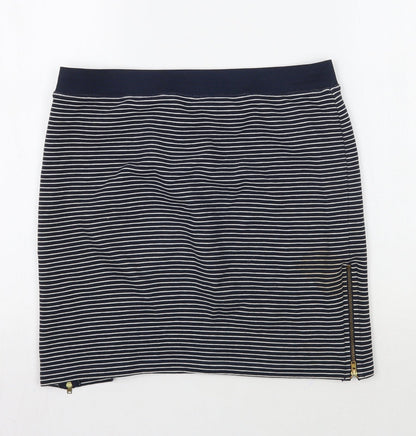 Warehouse Womens Blue Striped Rayon A-Line Skirt Size 14