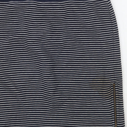 Warehouse Womens Blue Striped Rayon A-Line Skirt Size 14