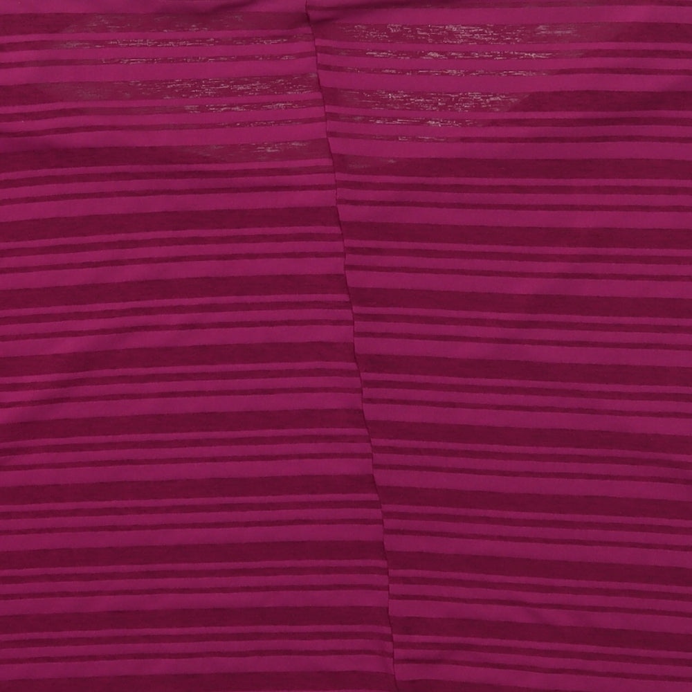 Matalan Womens Purple Striped  Basic T-Shirt Size M