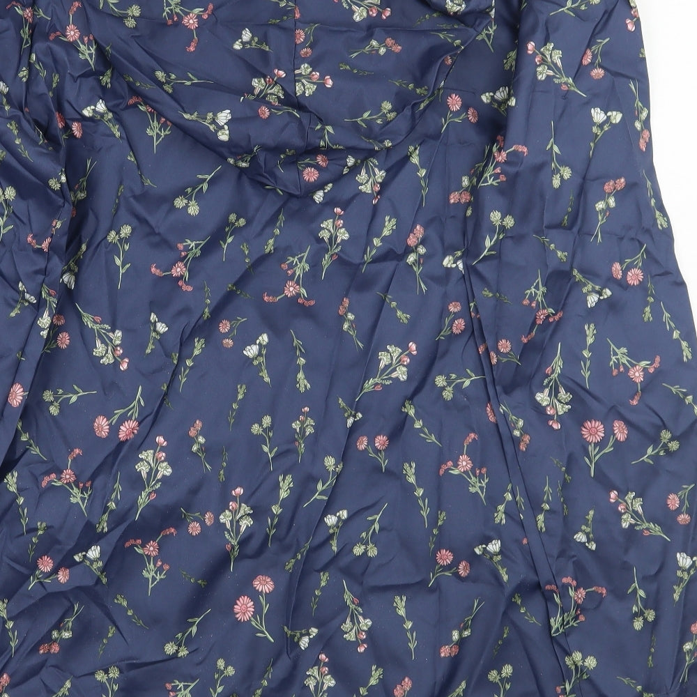 ann de lancay Womens Blue Floral  Jacket Coat Size S