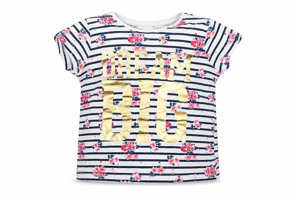 Primark Girls White Striped  Basic T-Shirt Size 2 Years