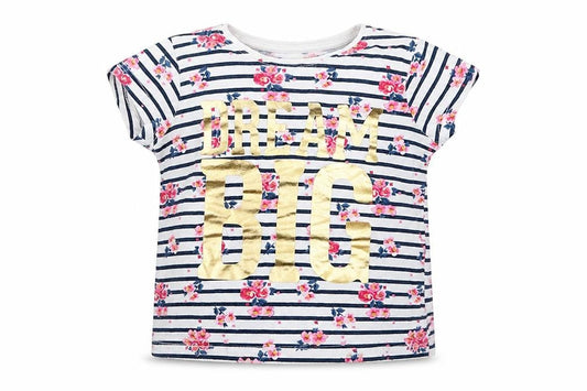 Primark Girls White Striped  Basic T-Shirt Size 2 Years