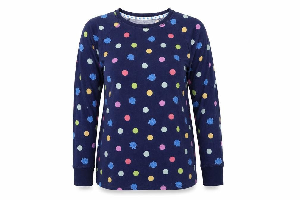 Matalan Womens Blue Polka Dot  Top Pyjama Set Size S