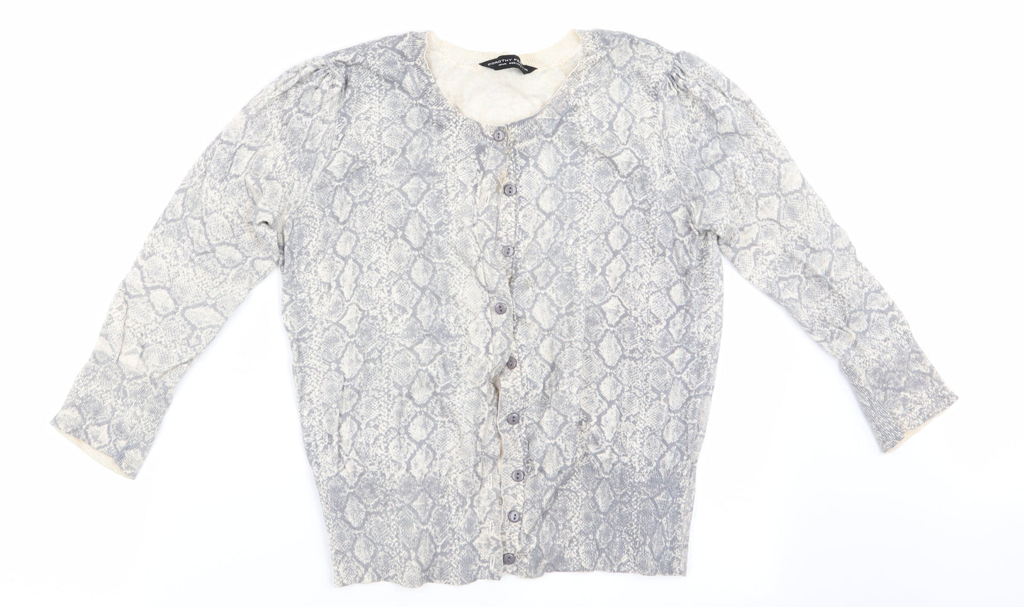 Dorothy Perkins Womens Grey Animal Print  Cardigan Jumper Size 14