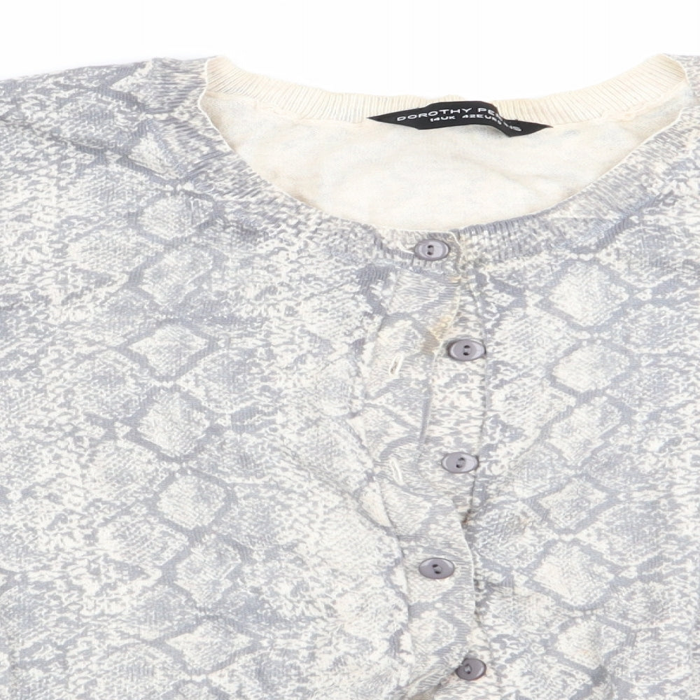 Dorothy Perkins Womens Grey Animal Print  Cardigan Jumper Size 14