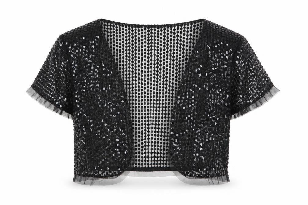 Fleur Womens Black   Shrug Jumper Size 12  - Sequins all over