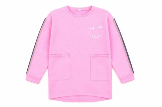 Tu Girls Pink   Pullover Sweatshirt Size 10-11 Years  - Glitter Stripes on arms