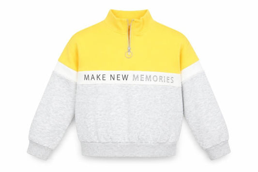 H&M Girls Yellow Colourblock  Pullover Sweatshirt Size 10-11 Years  - Make new memories