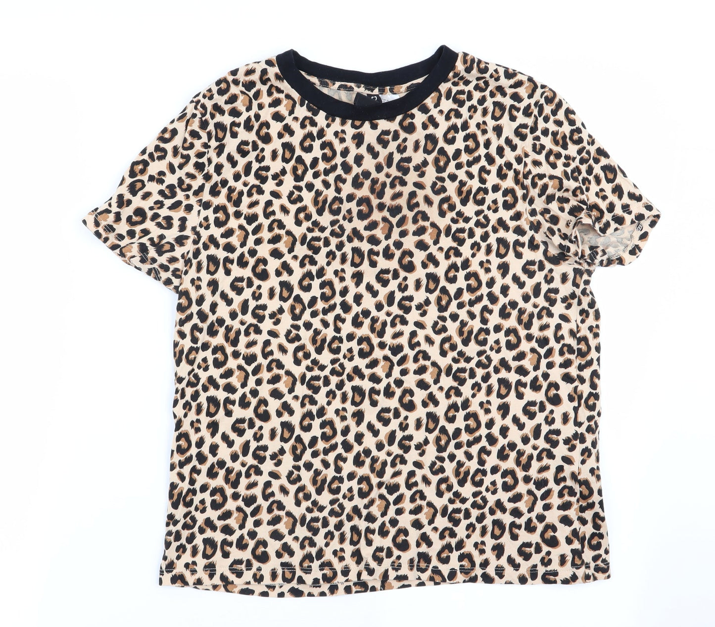 Divided Womens Beige Animal Print  Basic T-Shirt Size 10