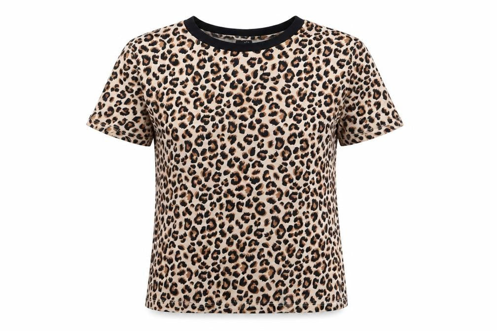 Divided Womens Beige Animal Print  Basic T-Shirt Size 10
