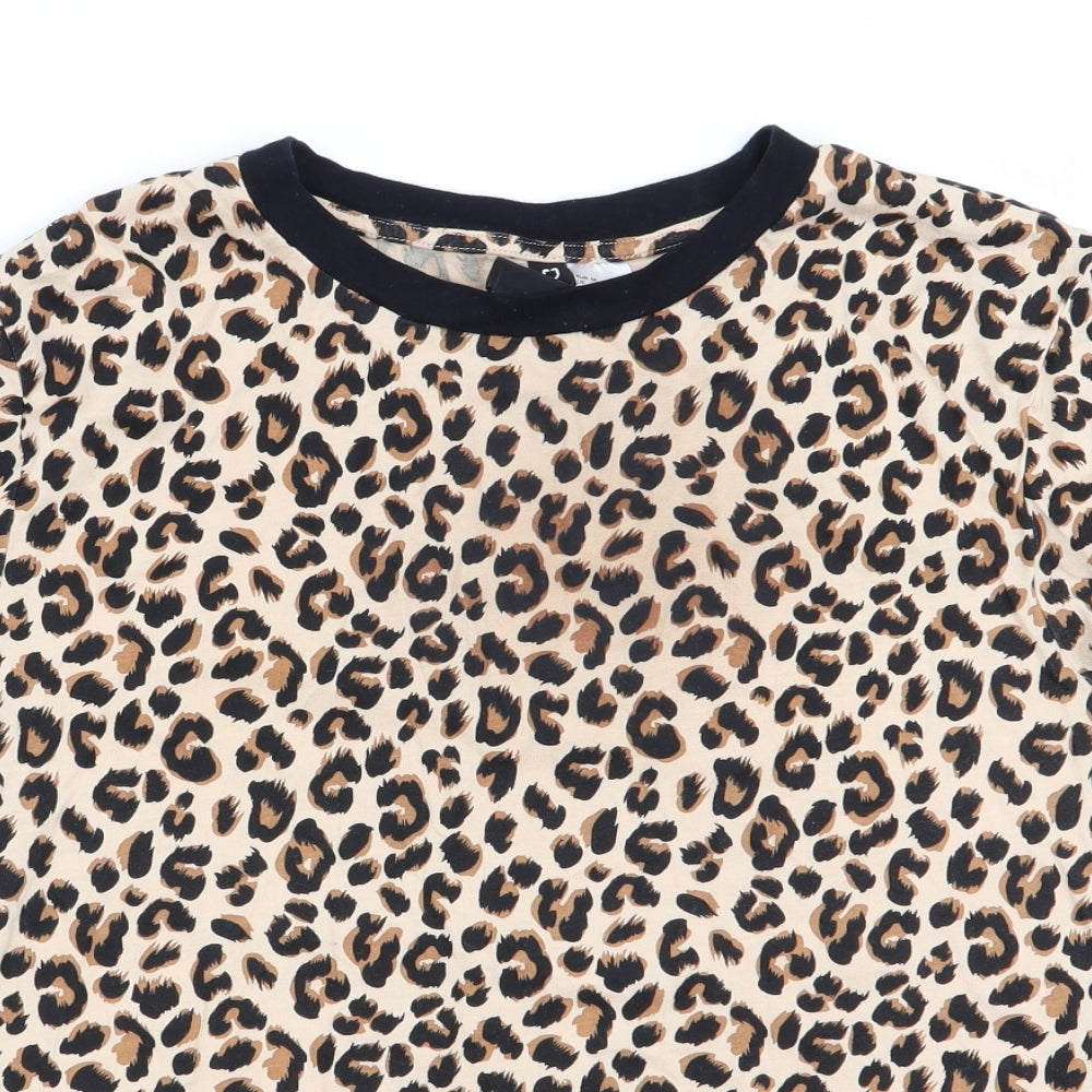 Divided Womens Beige Animal Print  Basic T-Shirt Size 10