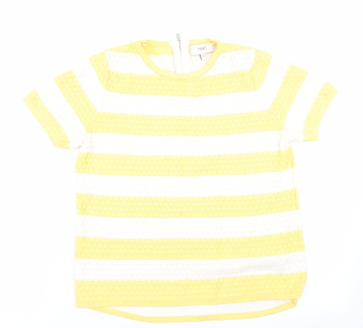 NEXT Womens Yellow Striped  Pullover Jumper Size 10  - Back Zip