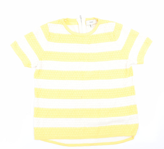 NEXT Womens Yellow Striped  Pullover Jumper Size 10  - Back Zip