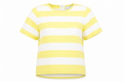 Next Womens Yellow Striped  Pullover Jumper Size 10  - Back Zip