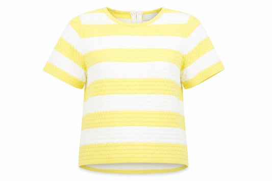 Next Womens Yellow Striped  Pullover Jumper Size 10  - Back Zip