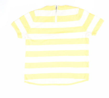 Next Womens Yellow Striped  Pullover Jumper Size 10  - Back Zip