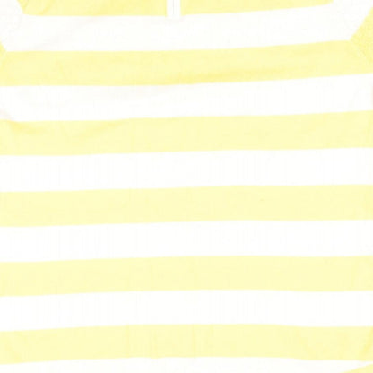 Next Womens Yellow Striped  Pullover Jumper Size 10  - Back Zip