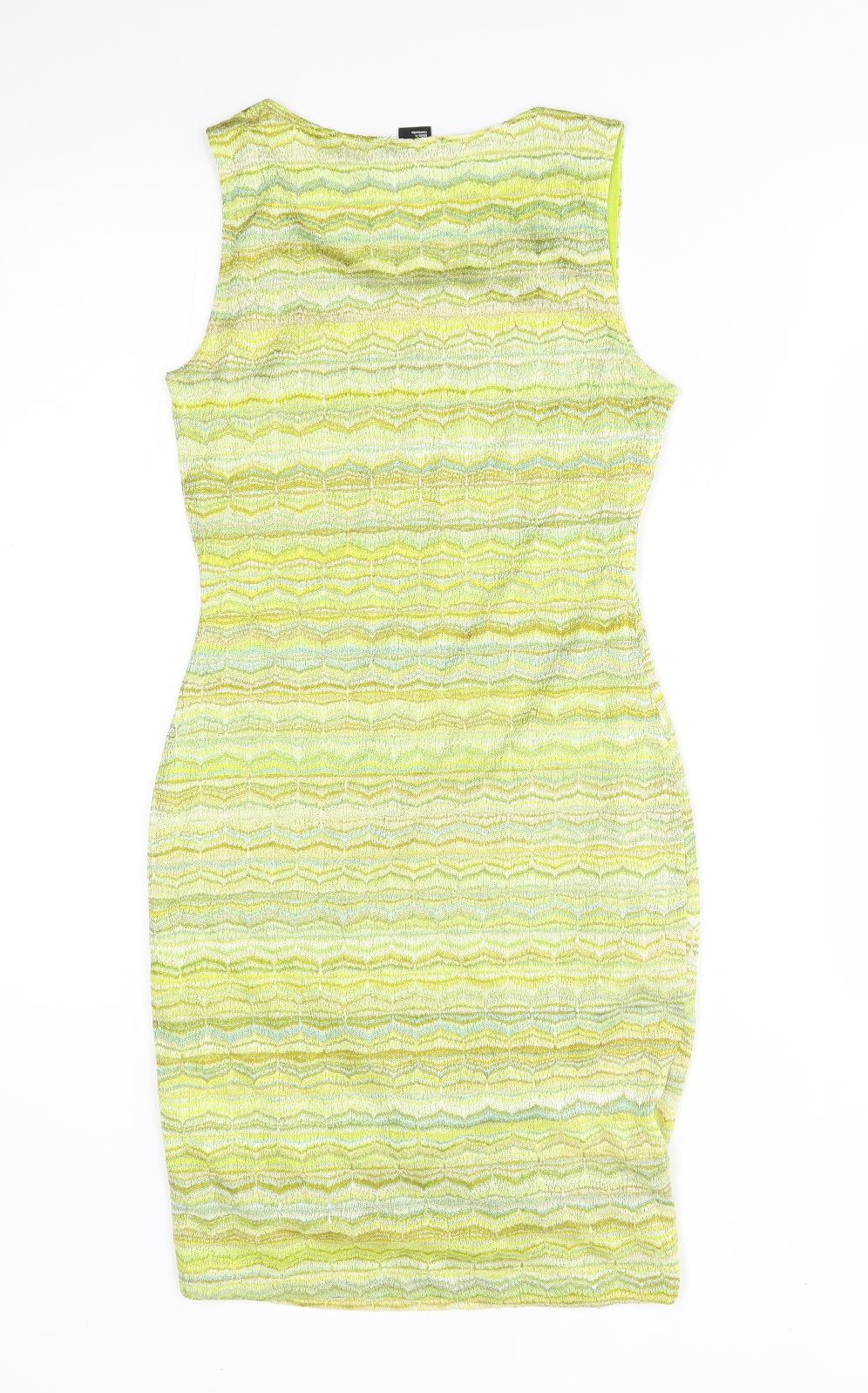 H&M Womens Green Striped  Sheath  Size XS