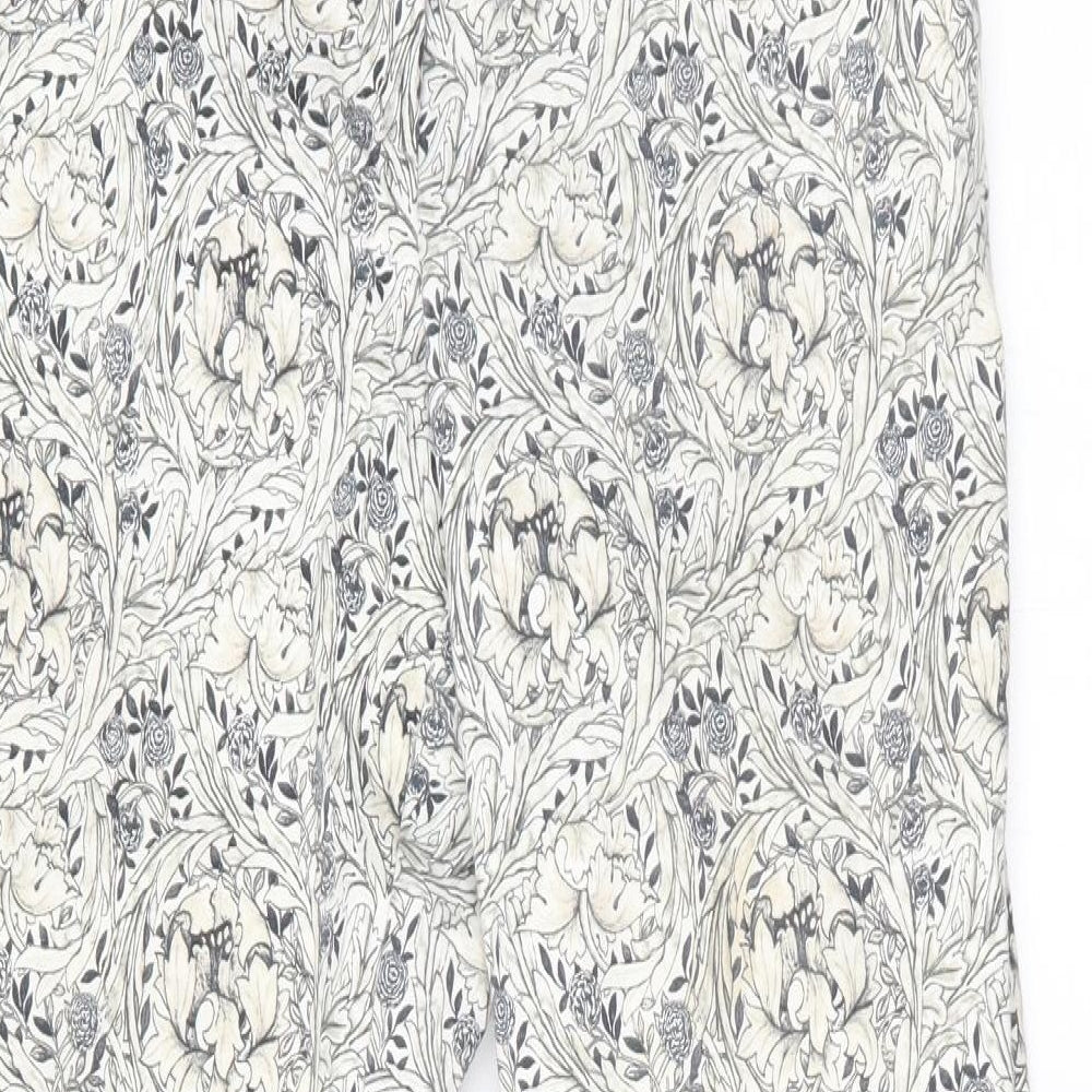 H&M Womens White Floral  Trousers  Size 31 in L25 in