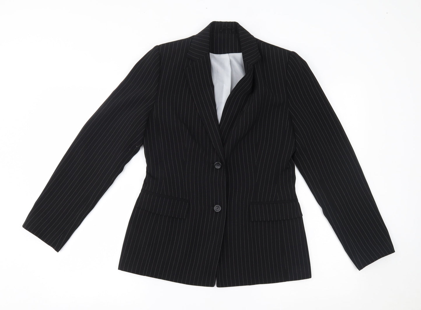 NLCollection Womens Black Striped  Jacket Blazer Size 10