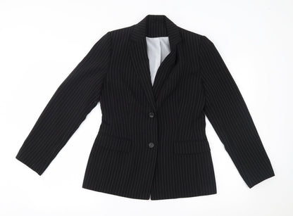 NLCollection Womens Black Striped  Jacket Blazer Size 10