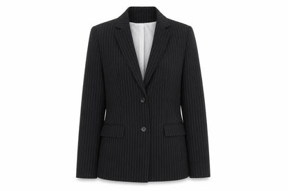 NLCollection Womens Black Striped  Jacket Blazer Size 10