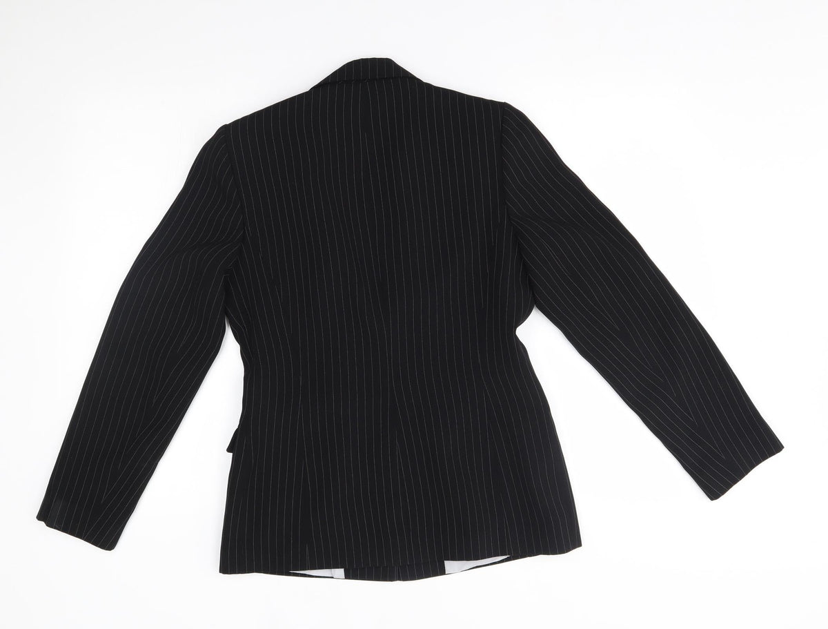 NLCollection Womens Black Striped  Jacket Blazer Size 10