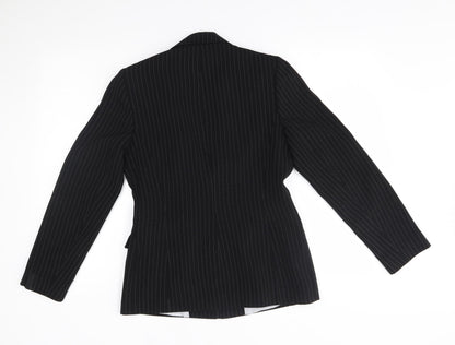 NLCollection Womens Black Striped  Jacket Blazer Size 10