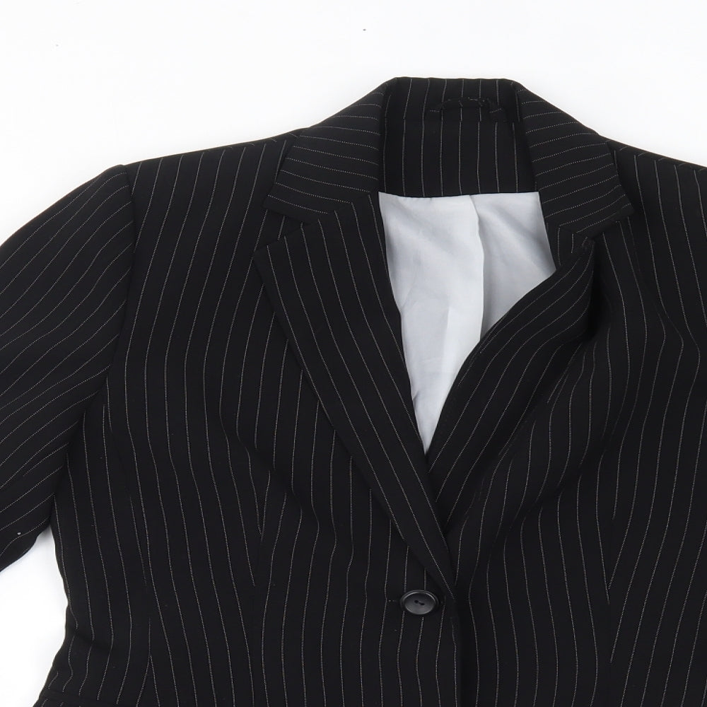 NLCollection Womens Black Striped  Jacket Blazer Size 10