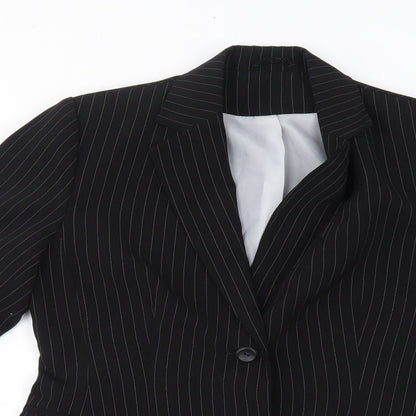 NLCollection Womens Black Striped  Jacket Blazer Size 10