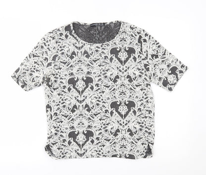 Preloved Atmosphere Womens White Floral  Basic Blouse Size 12  - - Front