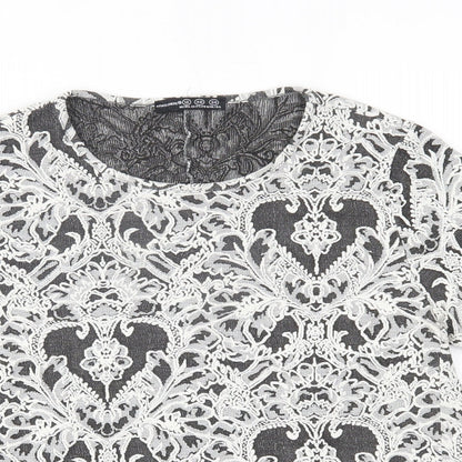 Preloved Atmosphere Womens White Floral  Basic Blouse Size 12  - - Detail