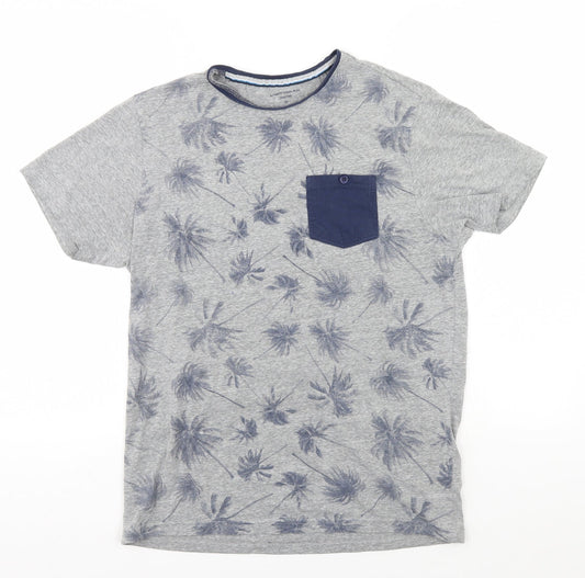 Easy Mens Grey Floral   T-Shirt Size M