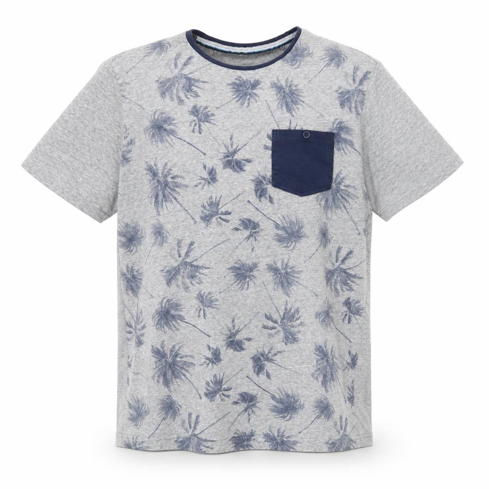 Easy Mens Grey Floral   T-Shirt Size M