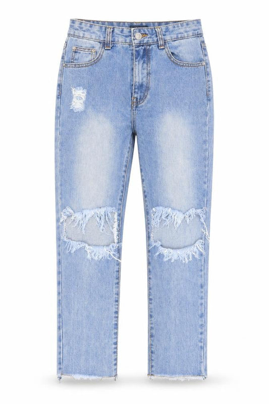 MOMOKROM Womens Blue   Straight Jeans Size 8 L24 in