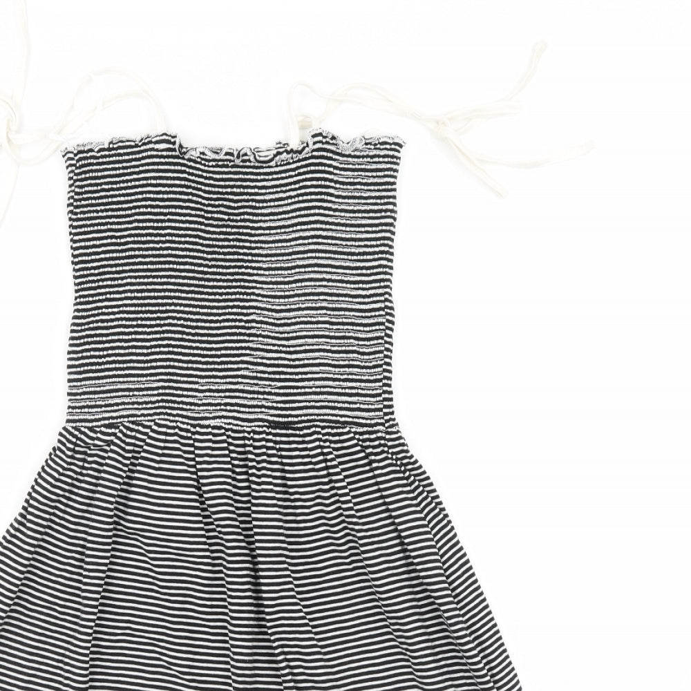 New Look Womens Black Striped  A-Line  Size 10
