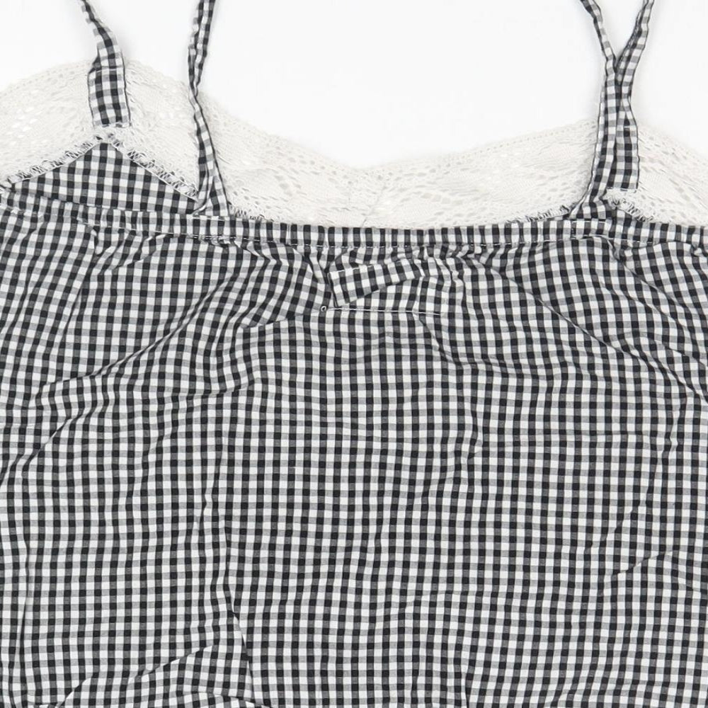 F&F Womens White Check  Basic Tank Size 8