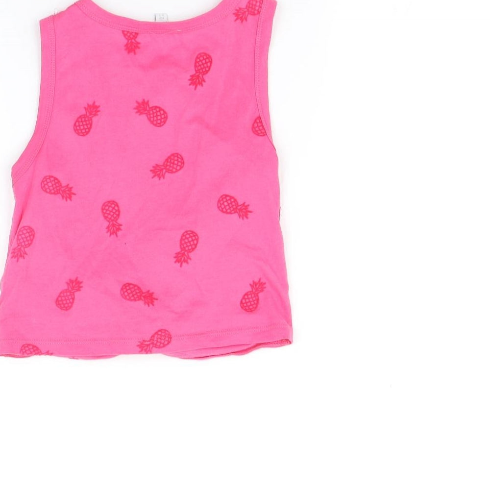Bluezoo Girls Pink   Camisole T-Shirt Size 6-7 Years  - Pineapple print