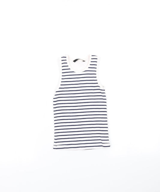 George Girls Blue Striped  Basic T-Shirt Size 6-7 Years