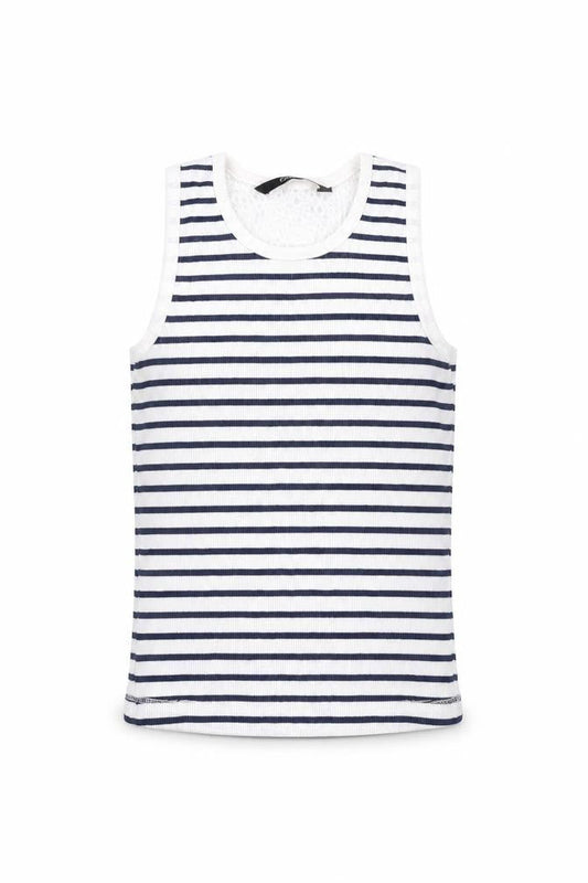 George Girls Blue Striped  Basic T-Shirt Size 6-7 Years