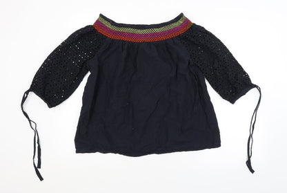Papaya Womens Black Striped  Basic Blouse Size 14