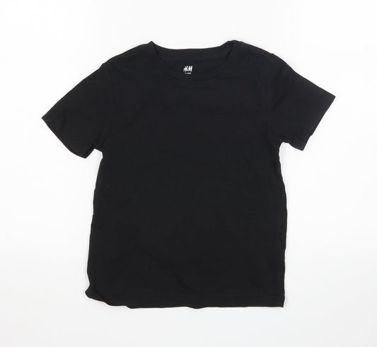 H&M Girls Black   Basic T-Shirt Size 5-6 Years