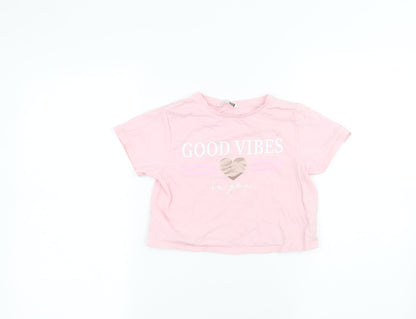 Pep&Co Girls Pink   Basic T-Shirt Size 6-7 Years