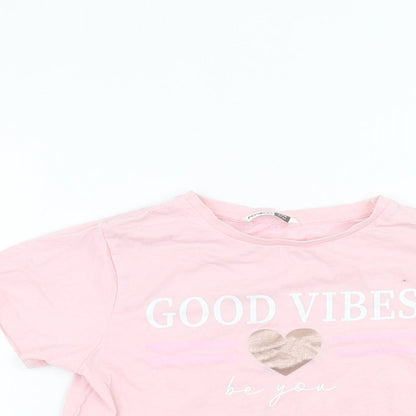 Pep&Co Girls Pink   Basic T-Shirt Size 6-7 Years